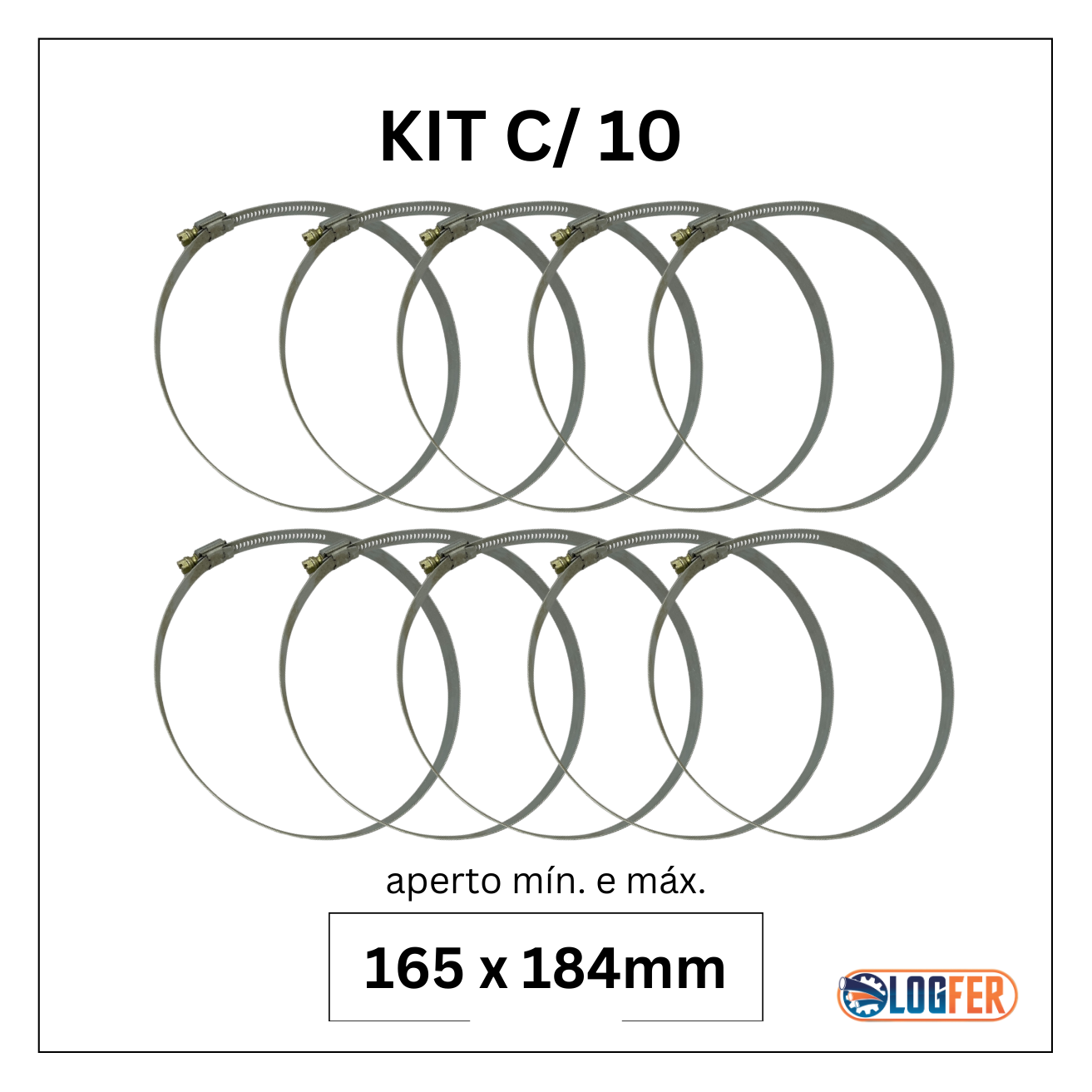 kit com 10 abraçadeiras flexil carbono 165x184mm