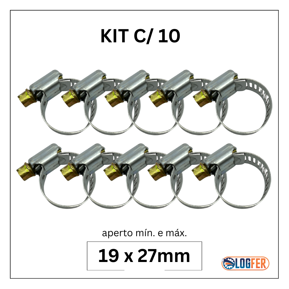kit com 10 abraçadeira flexil carbono 19x27mm