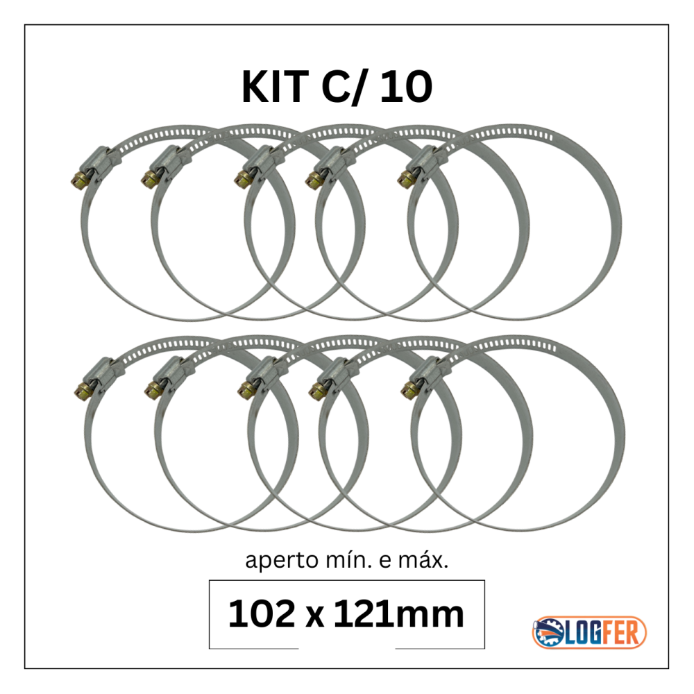 kit com 10 abraçadeiras flexil carbono 102x121mm