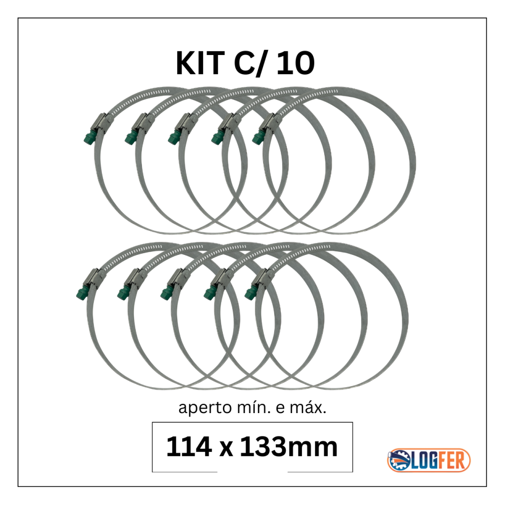 kit com 10 abraçadeiras flexil carbono 114x133mm