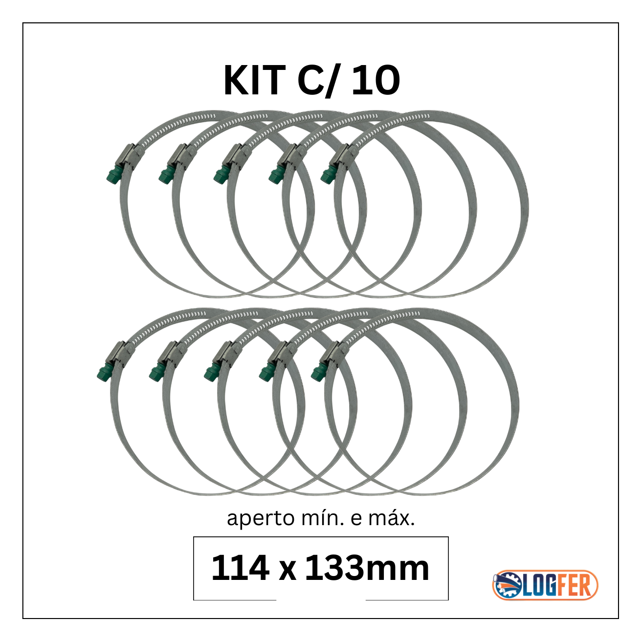 kit com 10 abraçadeiras flexil carbono 114x133mm