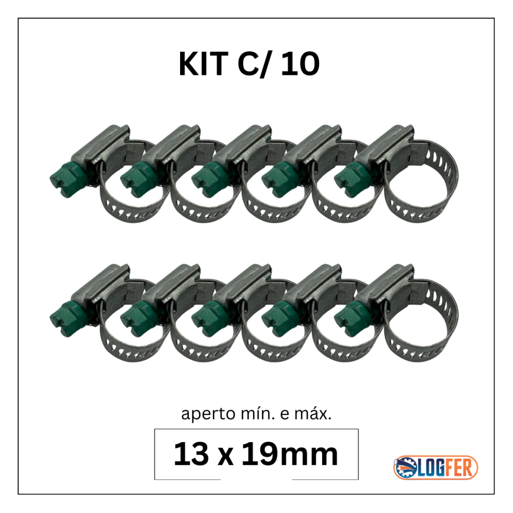 kit com 10 abraçadeiras flexil carbono 13x19mm