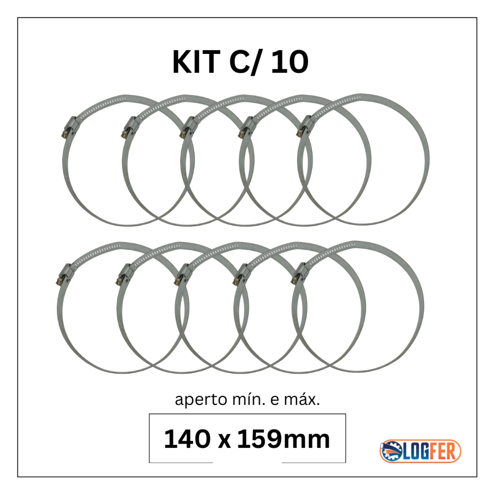 kit com 10 abraçadeiras flexil carbono 140x159mm
