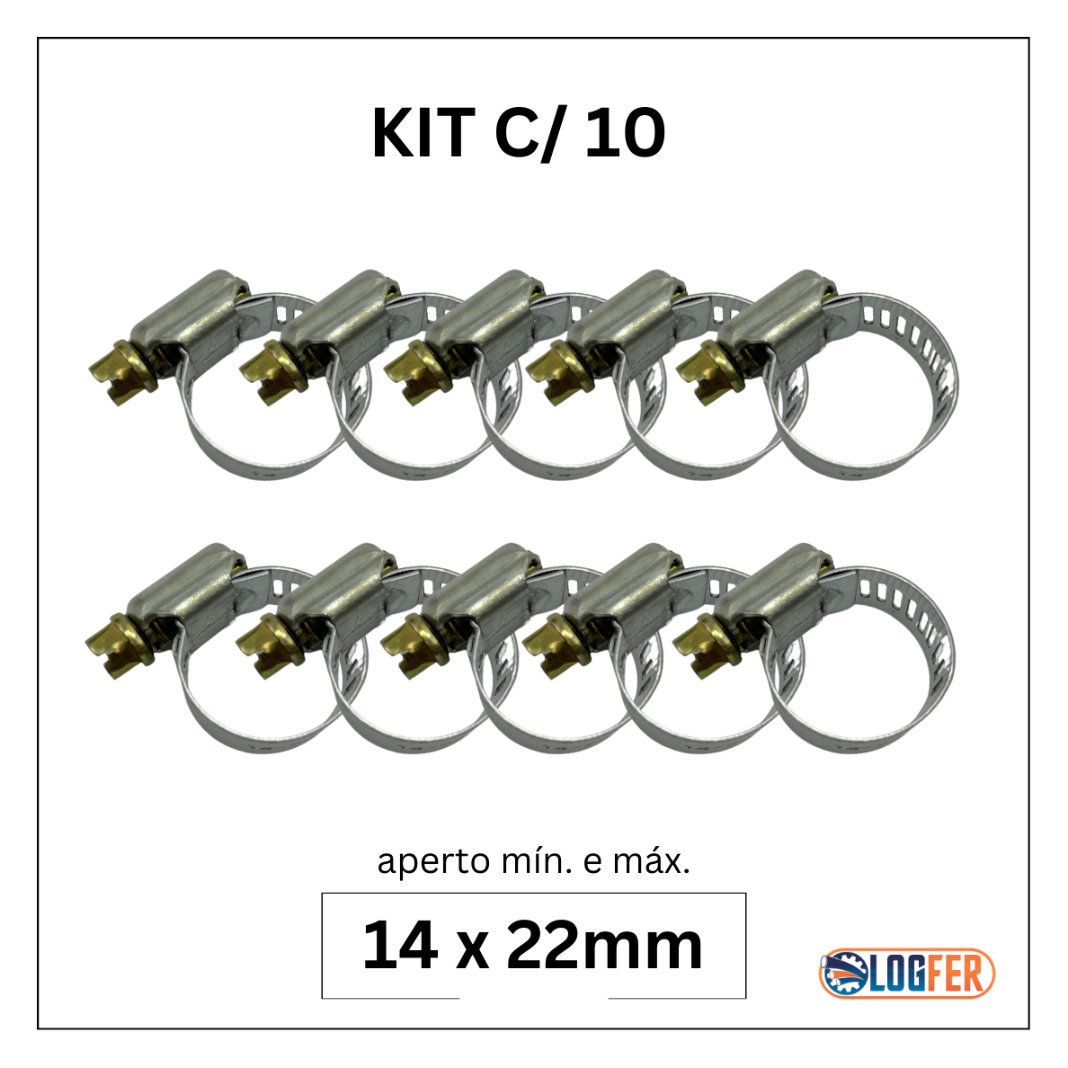 kit com 10 abraçadeiras flexil carbono 14x22mm