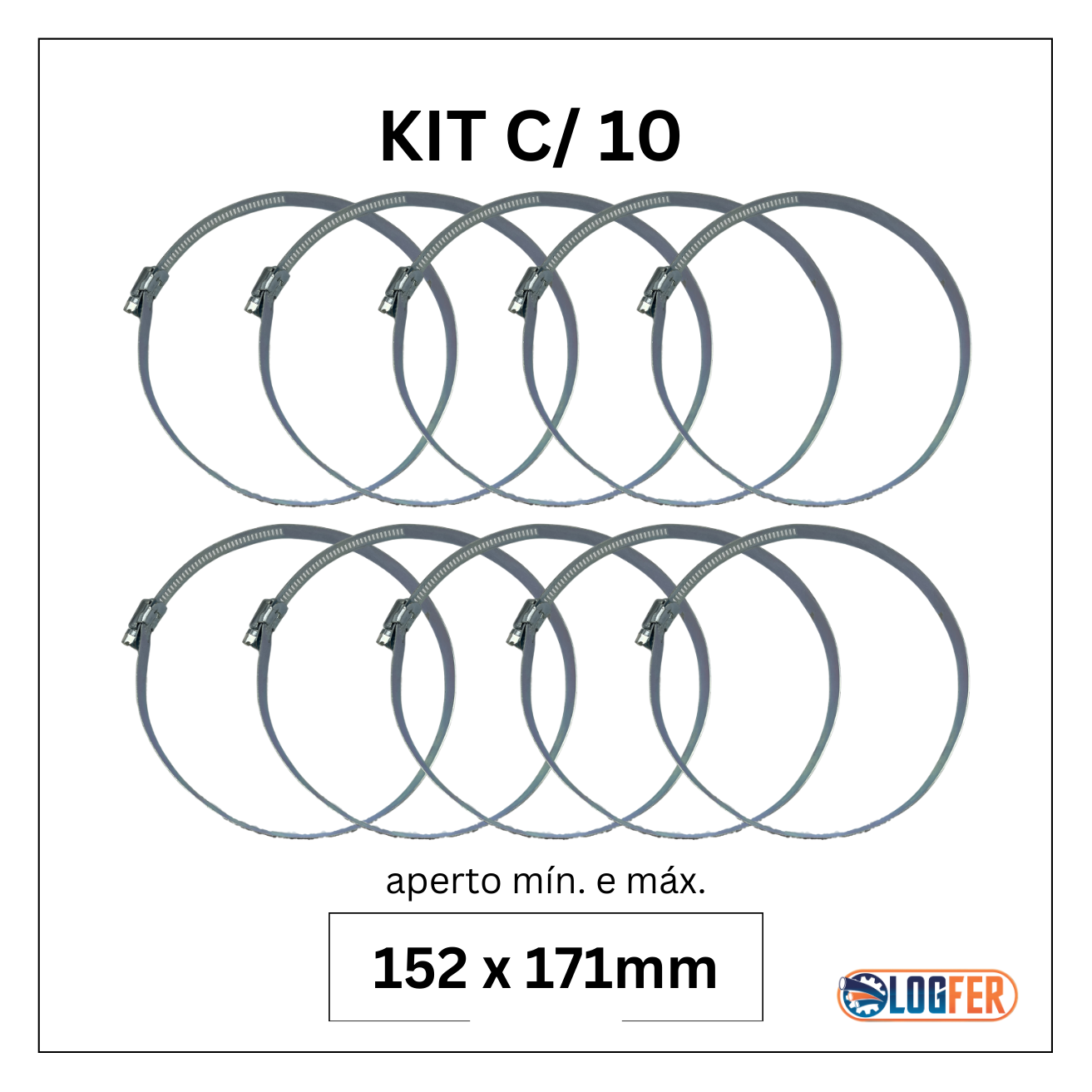 kit com 10 abraçadeiras flexil carbono 152x171mm