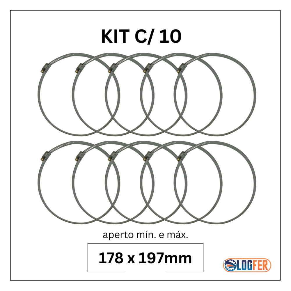 kit com 10 abraçadeiras flexil carbono 178x197mm