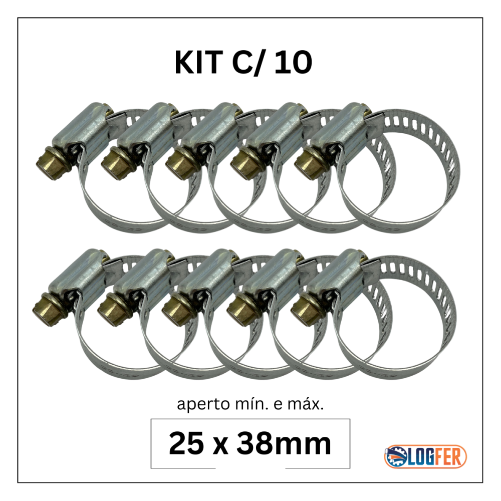 kit com 10 abraçadeiras flexil carbono 25x38mm