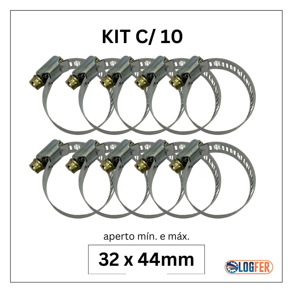kit com 10 abraçadeiras flexil carbono 32x44mm
