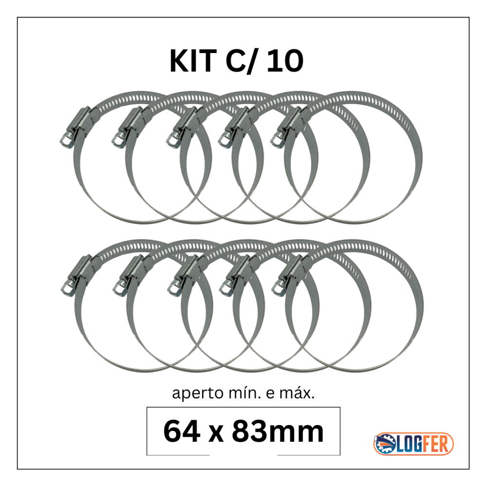 kit com 10 abraçadeiras flexil carbono 64x83mm