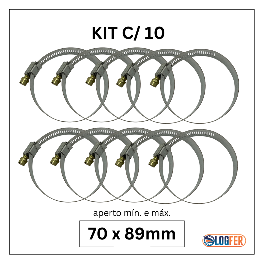 kit com 10 abraçadeiras flexil carbono 70x89mm
