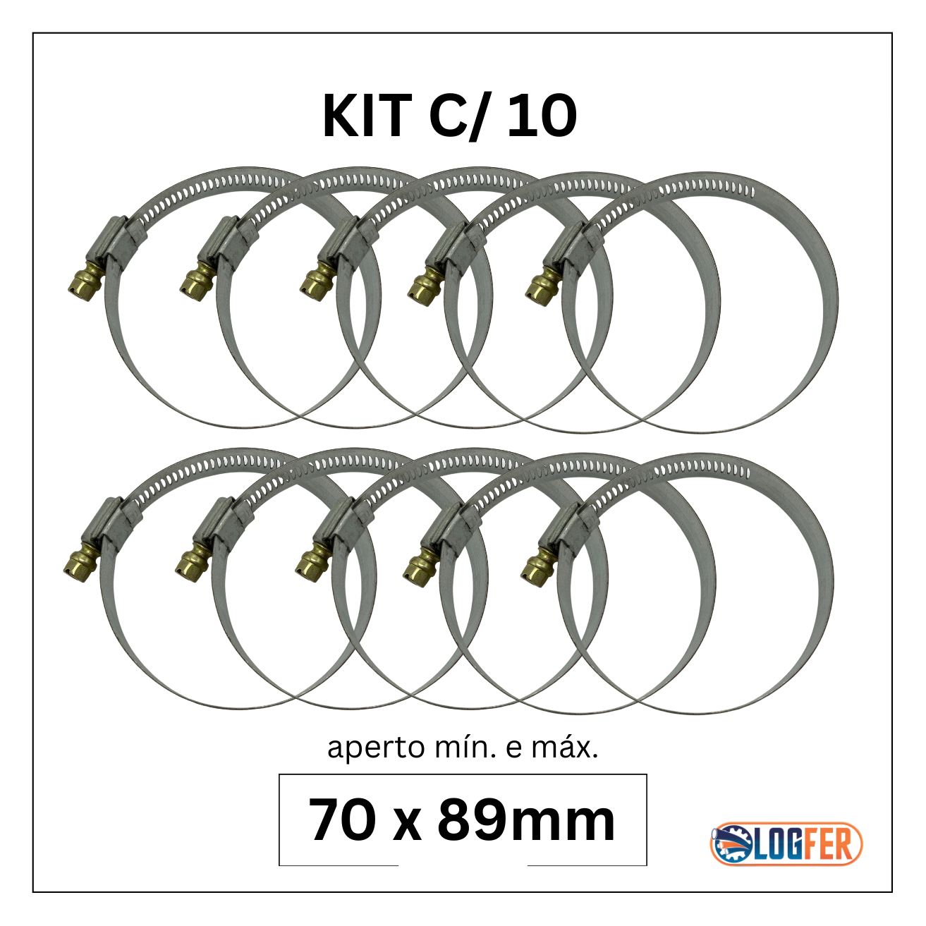 kit com 10 abraçadeiras flexil carbono 70x89mm