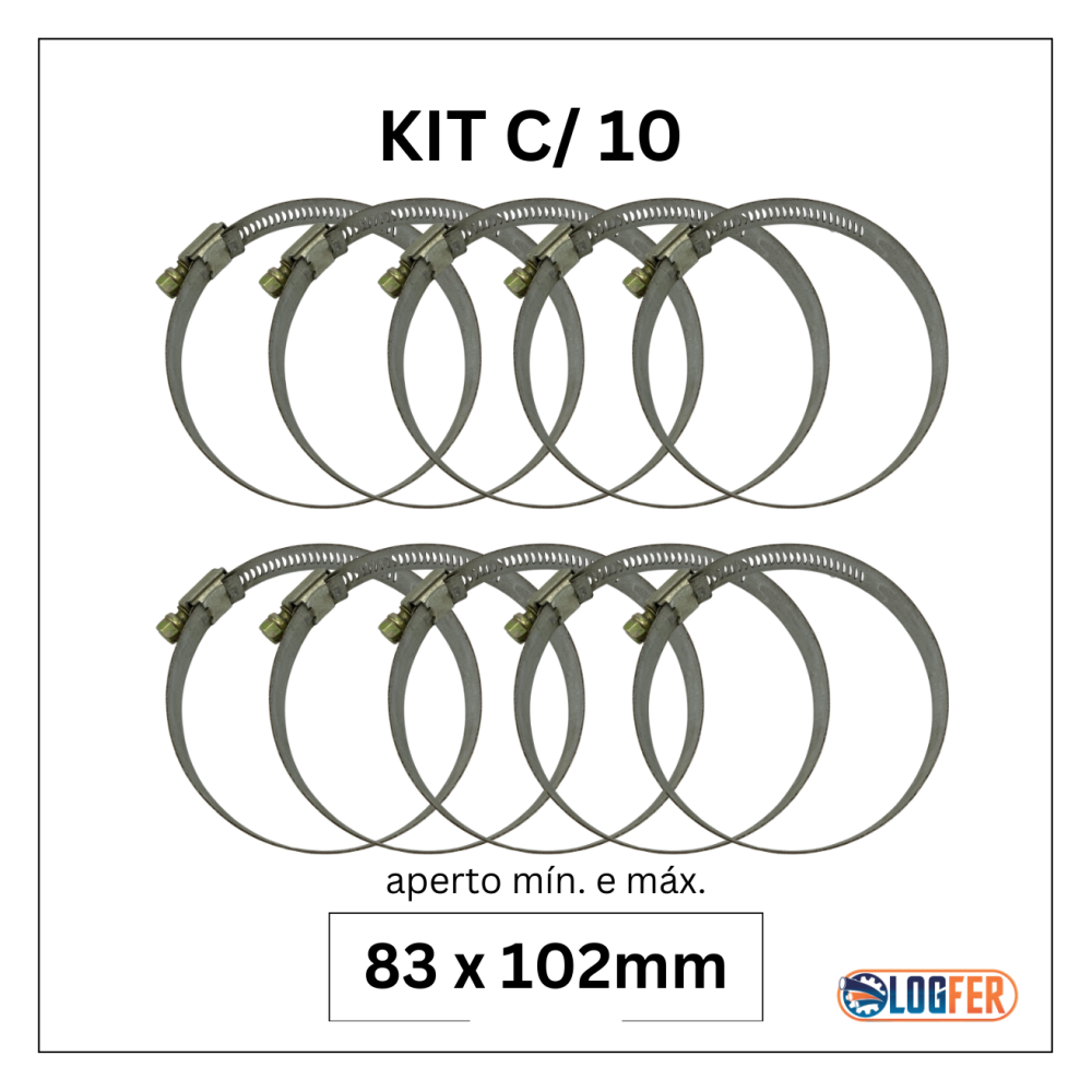kit com 10 abraçadeiras flexil carbono 83x102