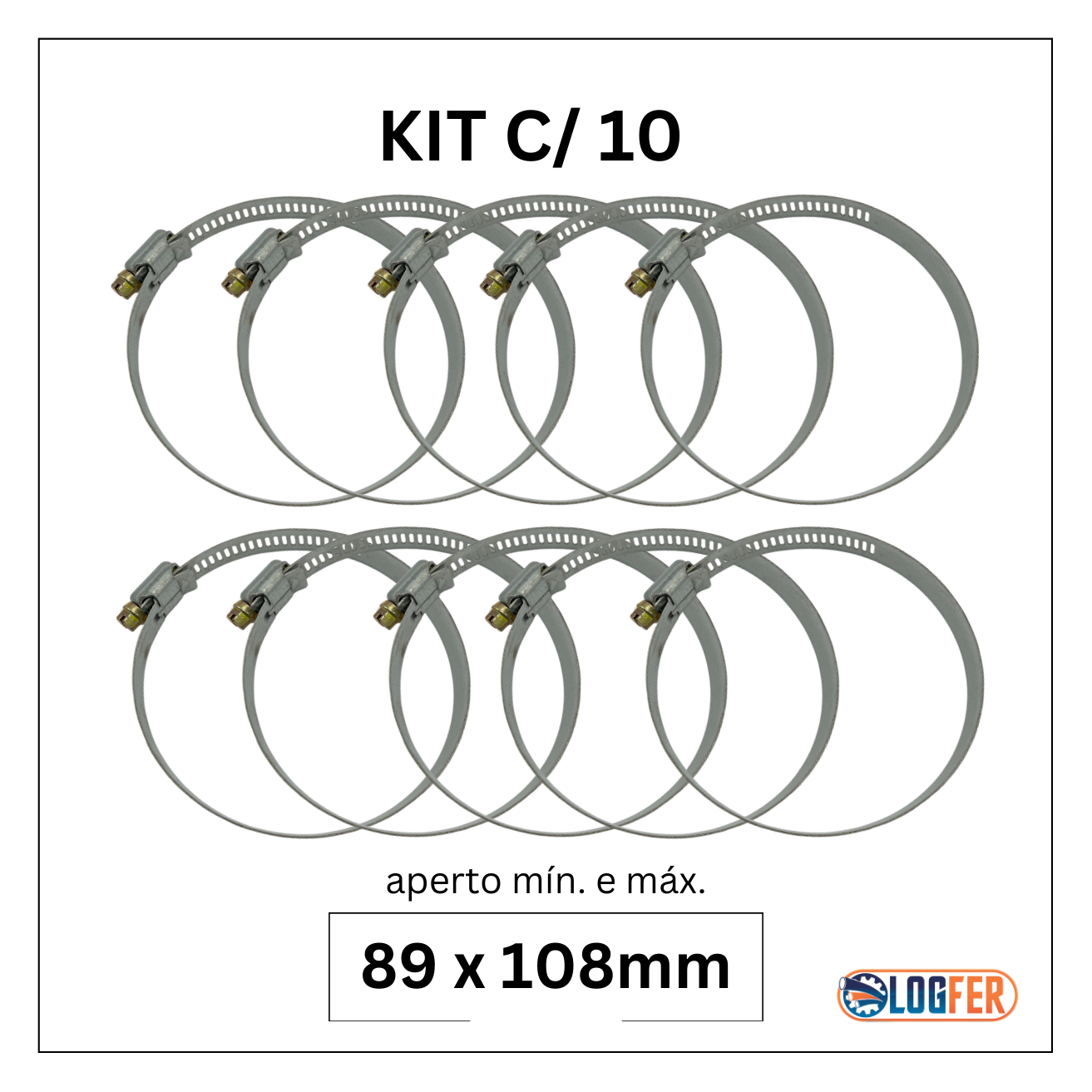 kit com 10 abraçadeira flexil carbono 89x108mm