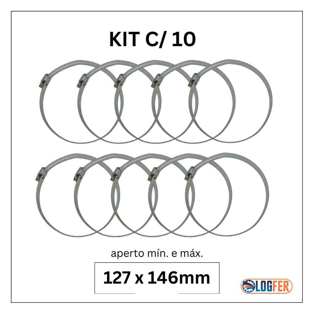 kit com 10 abraçadeiras flexil carbono 127x146mm